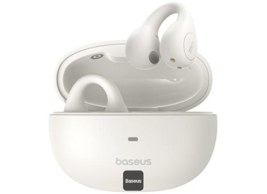 Baseus AirGo ENC AS01 Open Ear Clip on Wireless Earbuds for Sports up to 25 hours of playback - White
